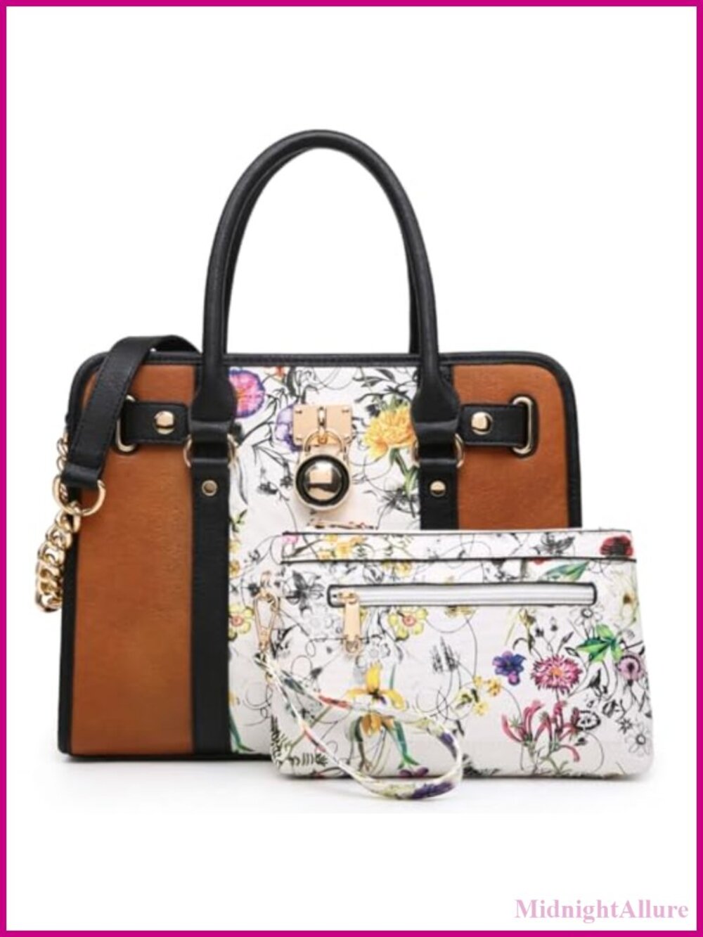Women's Satchel Handbag 2pc Set Vegan PU Leather Tote Wristlet Wallet